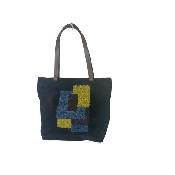 LAMARTHE PARIS TOTE SUEDE BROWN EMBROIDERED DETAILS MADE IN ITALY VERSATILE - Picture 13 of 16